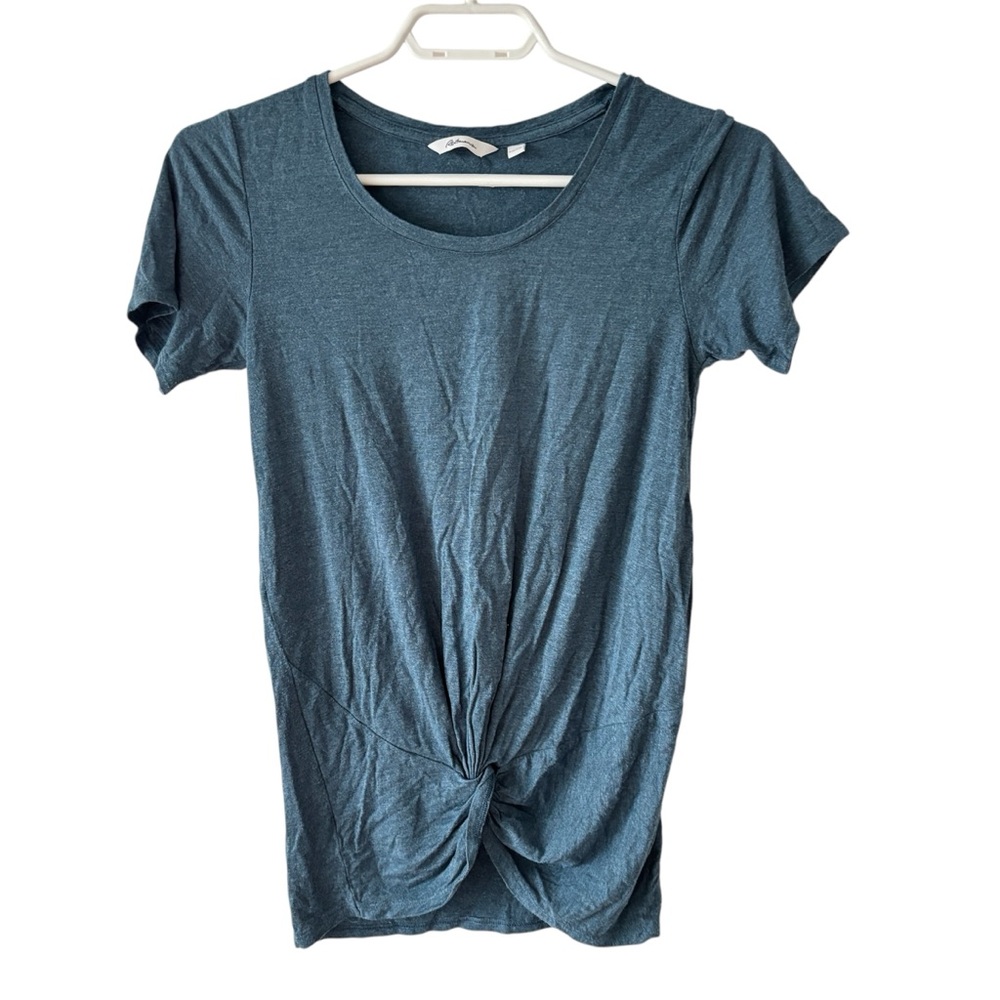 2/$10 Reitmans Teal Twist-Front Short Sleeve T-Shirt Top -Size XXS stretchy